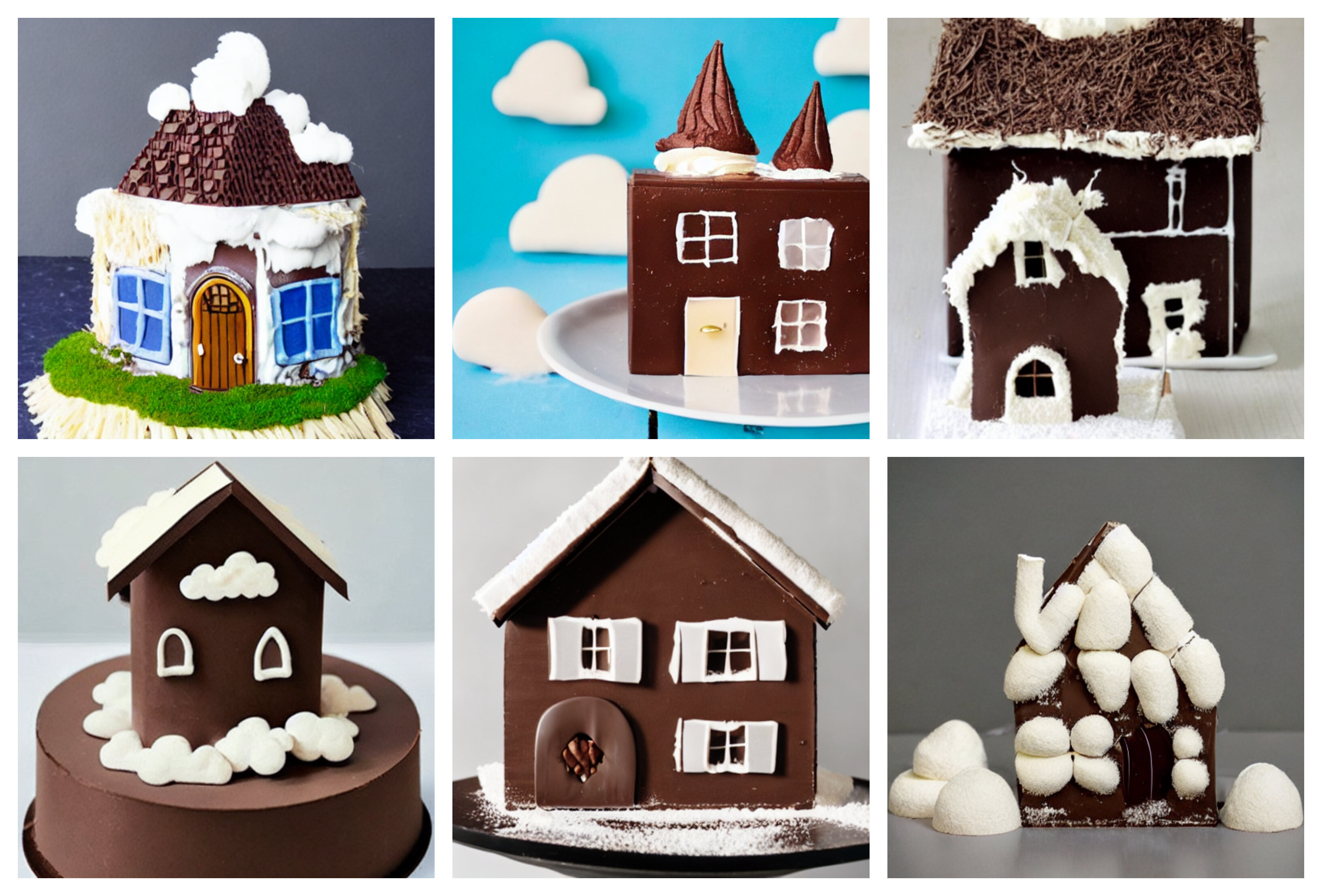 A Chocolate House with Cream as Clouds and Chimney